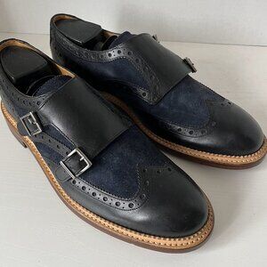 Oliver Sweeney Brantham Double Monk Strap Shoes – Black/Navy Blue – UK 8 | EU 42